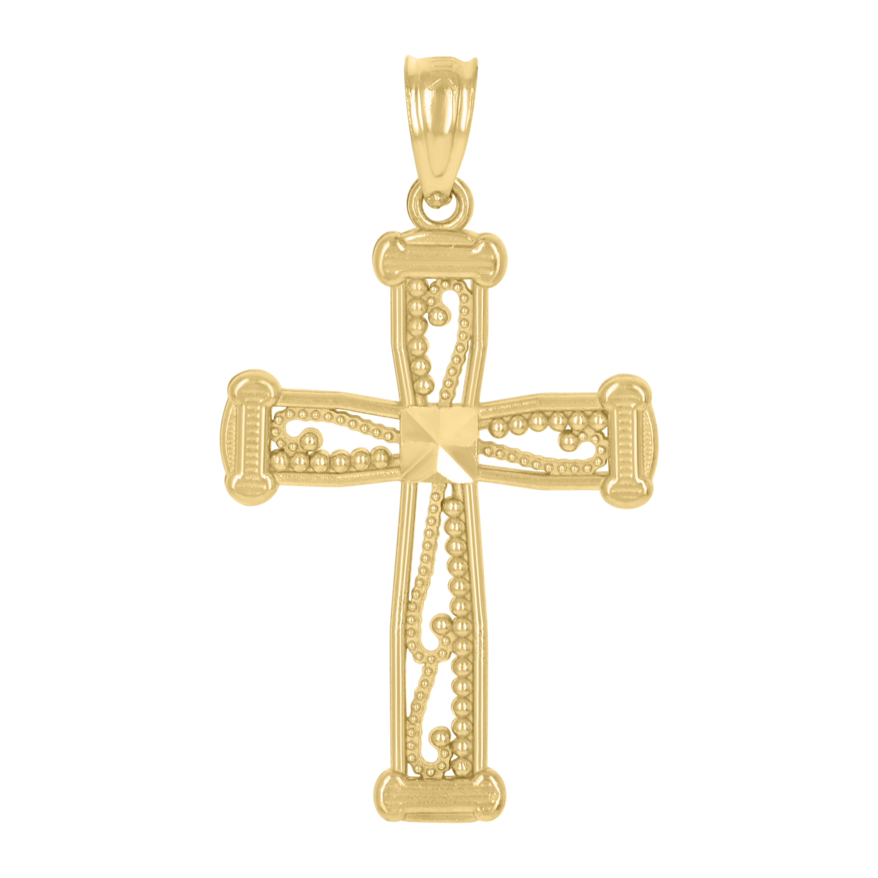 10kt 10k Two-Tone Gold Womens Mens Unisex Cross Religious Pendant